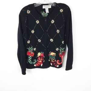 Vintage Heirloom Collectibles 2004 Sweater Cardigan MP Holiday Christmas Ugly